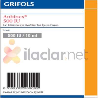 Anbinex 500 Iu Iv Infuzyon Icin Liyofilize Toz Iceren Flakon