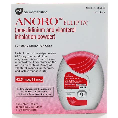 Anoro Ellipta 62,5/25 Mcg Kullanima Hazir Inhalasyon Tozu, 30 Doz