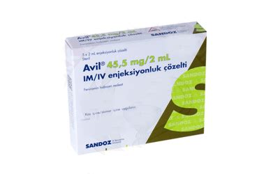 Avil 45,5 Mg/2 Ml Im/iv Enjeksiyonluk Cozelti