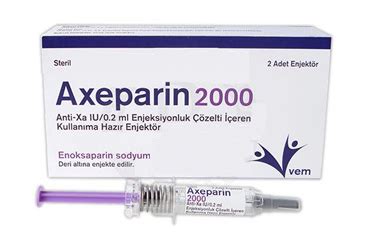 Axeparin 2000 Anti-xa Iu/0.2 Ml Enjeksiyonluk Cozelti Iceren Kullanima Hazir Enjektor (2 Enjektor) 
