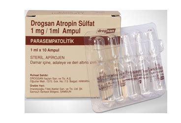 Drogsan Atropin Sulfat 1 Mg/1 Ml Enjeksiyonluk Cozelti, 10 Ampul