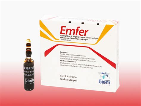 Emfer 100mg/5ml Enjeksiyon Ve Infuzyon Icin Konsantre Cozelti Iceren 5 Ampul