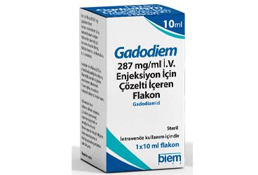 Gadodiem 287 Mg/ml Iv Enjeksiyon Icin Cozelti Iceren 10 Ml 1 Flakon
