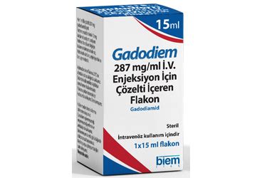 Gadodiem 287 Mg/ml Iv Enjeksiyon Icin Cozelti Iceren 15 Ml 1 Flakon