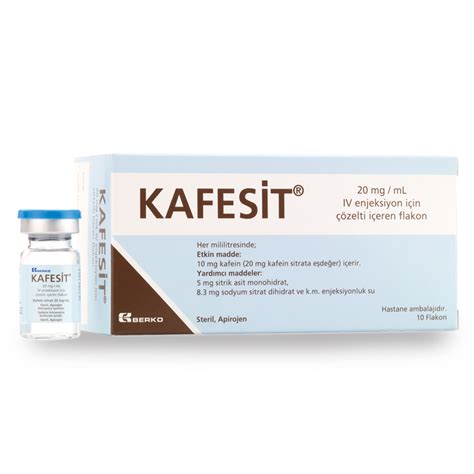 Kafesit 20 Mg/ml Iv Enjeksiyon Icin Cozelti Iceren 10 Flakon + 3 Ml Cozelti