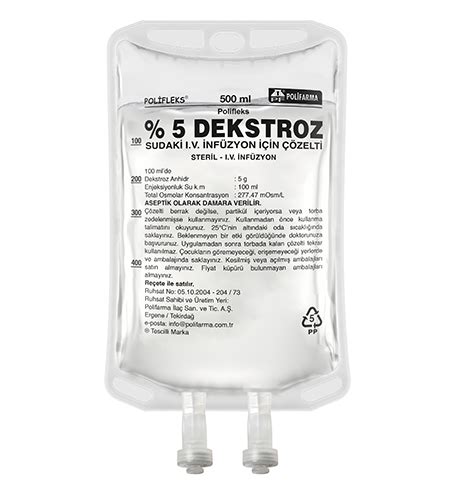 Kanfleks % 5 Dekstroz Pvc 250 Ml Solusyon