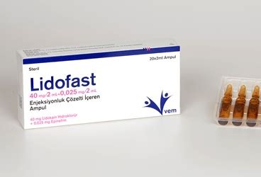 Lidofast 40 Mg/2 Ml + 0,025 Mg/2 Ml Enjeksiyonluk Cozelti Iceren Ampul