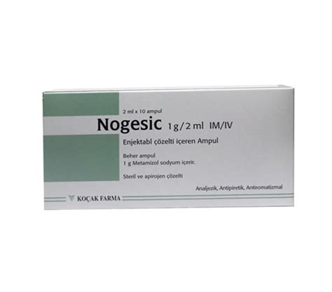Nogesic 1 G/2 Ml I.m./i.v. Enjeksiyonluk Cozelti ( 10 Ampul)