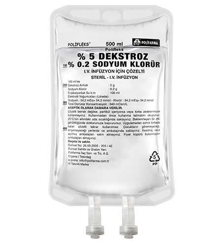 Polifleks %5 Dekstroz %0,2 Sodyum Klorur Solusyon 100 Ml Setsiz Pvc Torba