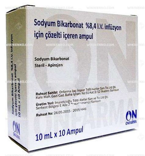 Sodyum Bikarbonat %8,4 Iv Infuzyon Icin Cozelti Iceren 10 Ampul