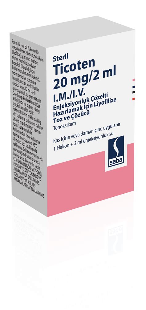 Ticoten 20 Mg / 2 Ml Im/iv Enjeksiyonluk Cozelti Hazirlamak Icin Liyofilize Toz Ve Cozucu (1 Flakon 1 Cozucu Ampul)