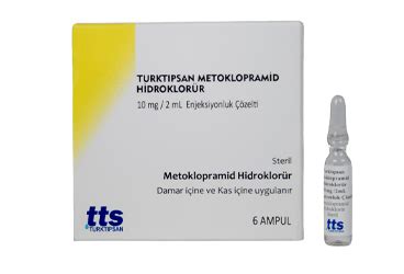 Turktipsan Metoklopramid Hidroklorur 10 Mg/2 Ml Enjeksiyonluk Cozelti (6 Ampul)