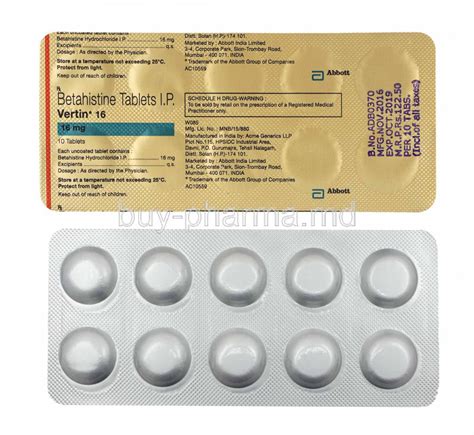 Vertin 16 Mg 30 Tablet
